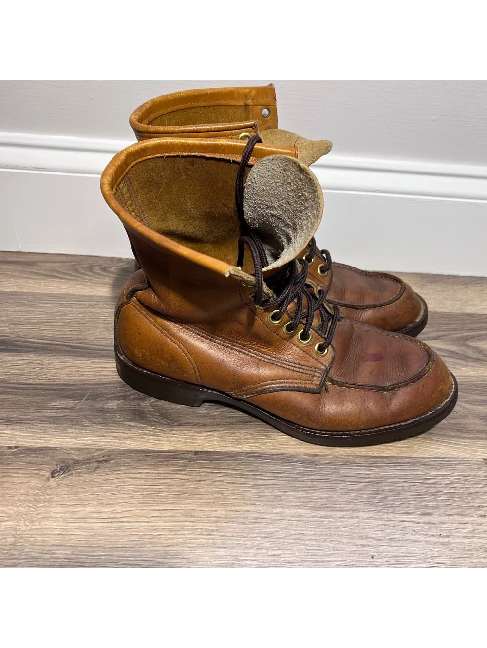 Vintage Brown leather lace-up ankle boots Men's Size 9